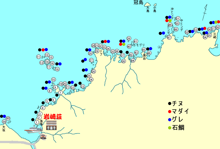 岩崎荘の磯地図